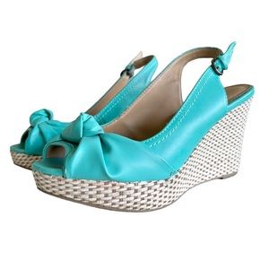 Apt. 9 Teal Peep-Toe Slingback Wedges